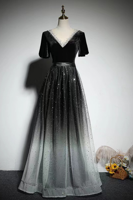 Prom Dresses,V-Neck evening dress,elegant prom dress,noble formal party dress