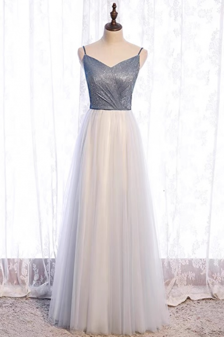 Prom Dresses,spaghetti Strap Evening Dress, Gray Birthday Party Dress, Sexy Prom Dress