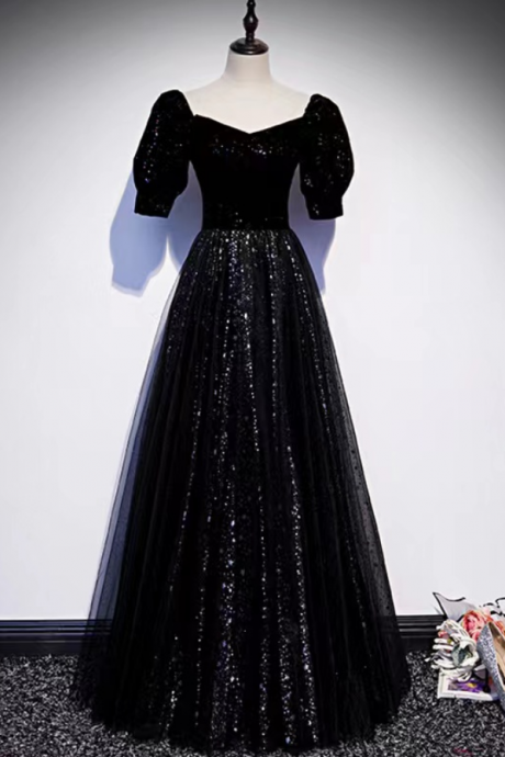 Prom Dresses,elegant Shiny Evening Dress, Black Prom Dress, Sexy, Long Formal Party Dress