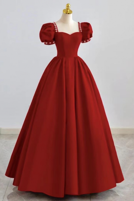 Prom Dresses, Princess Prom Dress,red Party Dress,chic Evening Dress With Bead