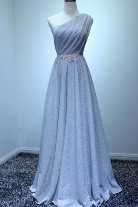 Prom Dresses, Sparkly Long Silver Formal Prom Dress