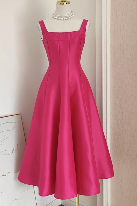 Homecoming Dresses,rose Red Evening Dresscute Homecoming Dress,sweet Party Dress,somple Midi Dress