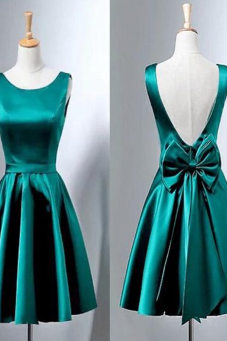 Homecoming Dresses,beautiful Dark Green Satin Short Party Dress