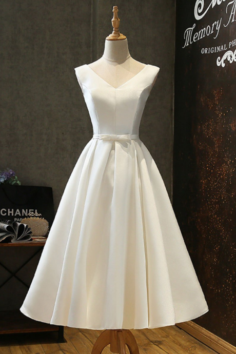 Homecoming Dresses,simple V Neck White Short Prom Dress