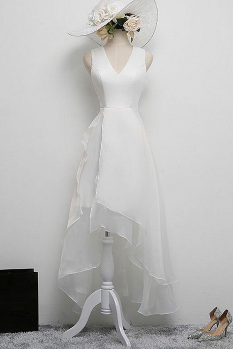Homecoming Dresses,simple White V Neck Short Prom Dress