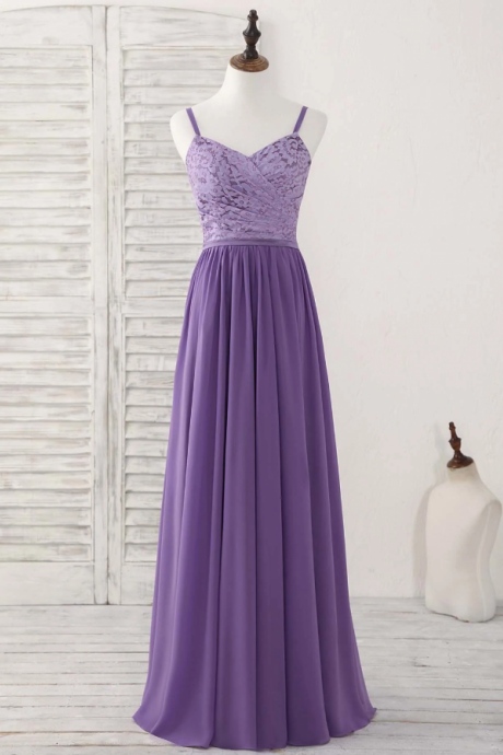 Prom Dresses,purple Lace Chiffon Long Prom Dress
