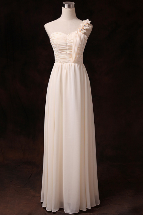 Prom Dresses,good One Shoulder Champagne Color Evening Party Prom Dress