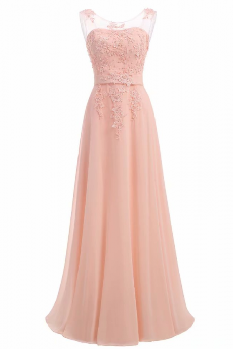 Prom Dresses,pink Prom Dresses Chiffon Formal Wedding Party Dress Long A Line Formal Gowns