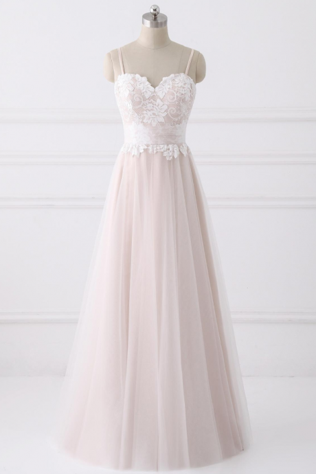 Prom Dresses,a- Line Princess Spaghetti Strap Floor Length Prom Dresses