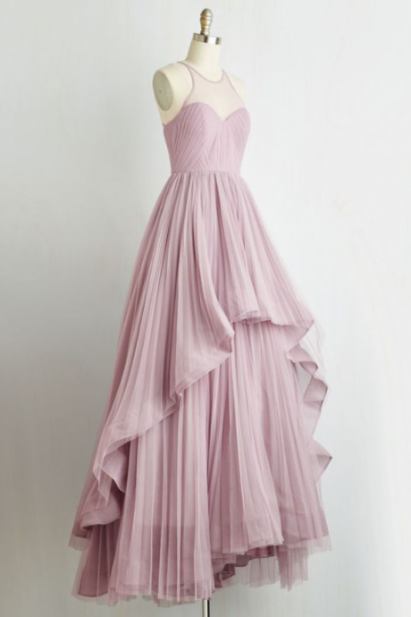 Prom Dresses,a-line Illusion Neck Chiffon Long Prom Dress,fancy Prom Gown,formal