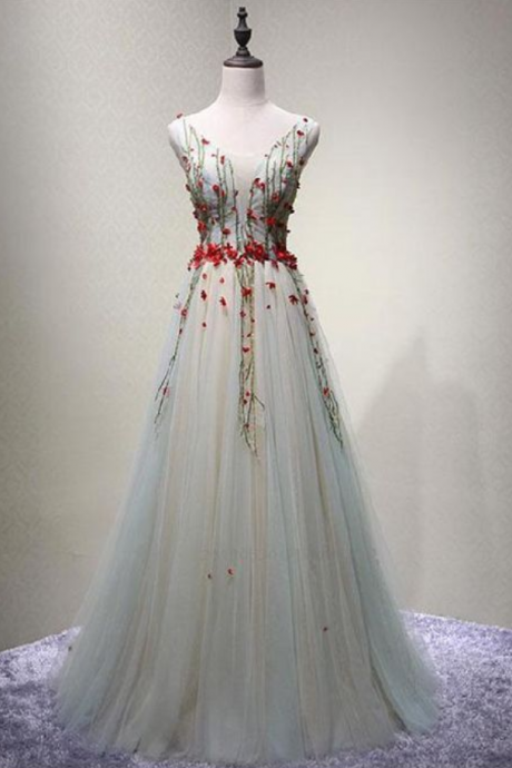 Prom Dresses，tulle Applique Maxi Dress, Celebrity Red Carpet Dresses, Cute Princess Maxi Dress