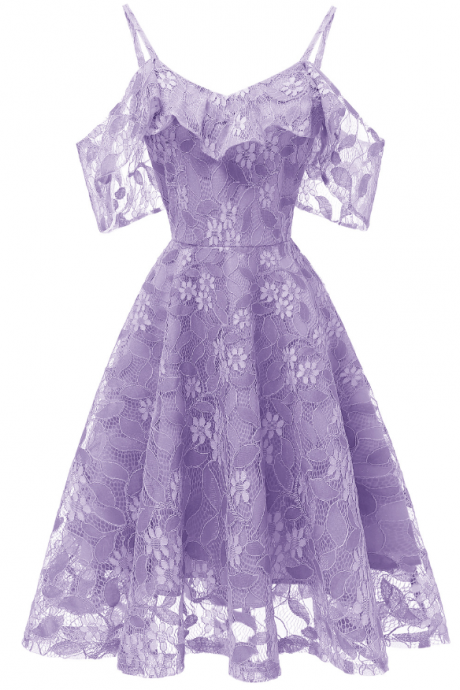 Homecoming Dresses,light Lavender Short Lace Dress . Mini Party Gowns ,short Summer Dress