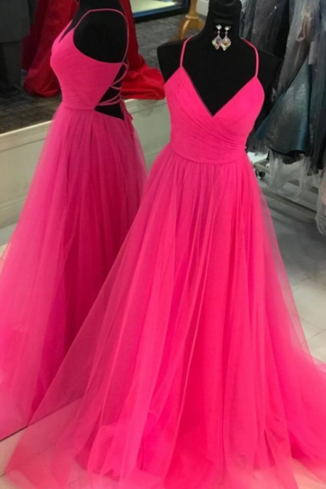 Prom Dresses,watermelon Princess Tulle Prom Dress Backless Formal Evening Gown