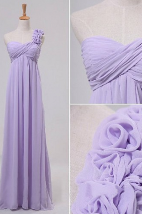 Prom Dresses,lavender Evening Dresses Sexy Chiffon Long Elegant One Shoulder Prom Dress ,bridesmaid Dresses