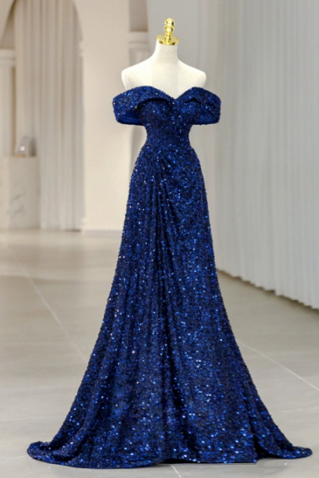 Prom Dresses,one Shoulder Evening Dresses,high-end Light Luxury Blue Adult Dresses,elegant Evening Formal Dresses