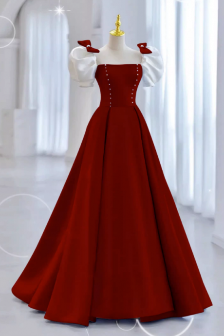 Prom Dresses,satin Red Evening Dresses, Star Princess Party Dresses, Elegant Adult Dresses