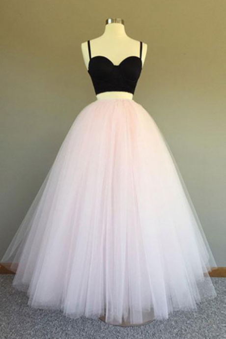 Prom Dresses,pink Tulle Dress,lovely Strapless Dress, Elegant Two-piece Dress