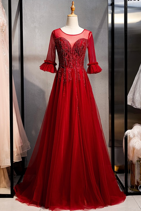 Prom Dresses, Red Wedding Dress,formal Evening Dress, Queen Prom Dress，formal Party Dresses