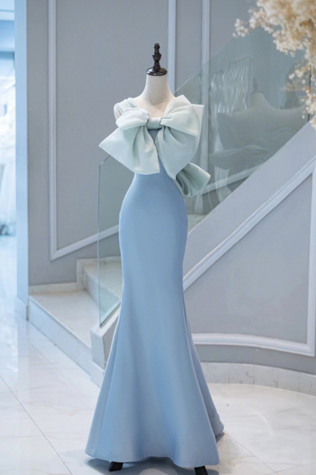 Prom Dresses, Off Shoulder Evening Dress ,blue Prom Dress,sexy Boydon Dress,elegant Party Dress