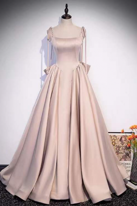 Prom Dresses,bow Tie Evening Dress, High-class Sweet Evening Dress, Spaghetti Strap Party Dress