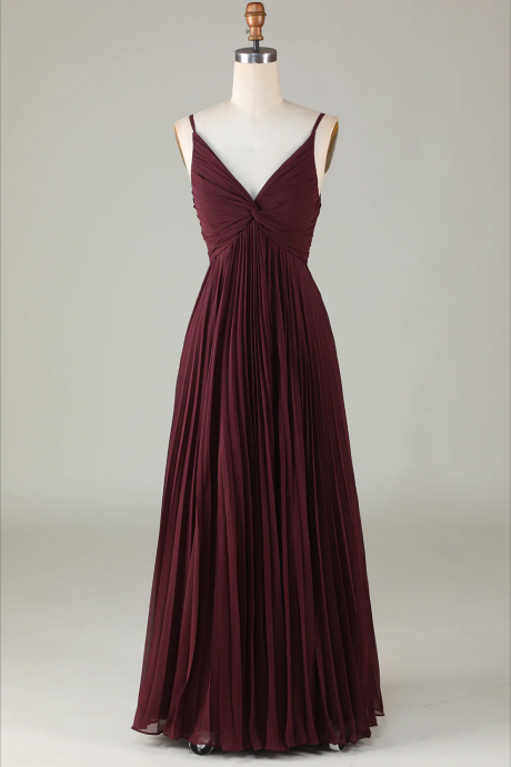 Prom Dresses, A-line Sleeveless Cabernet Bridesmaid Dress
