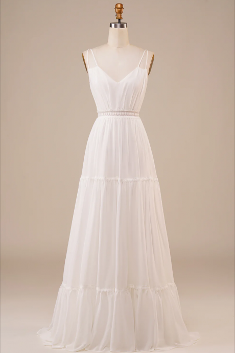Prom Dresses, A-line Simple Long Wedding Dress