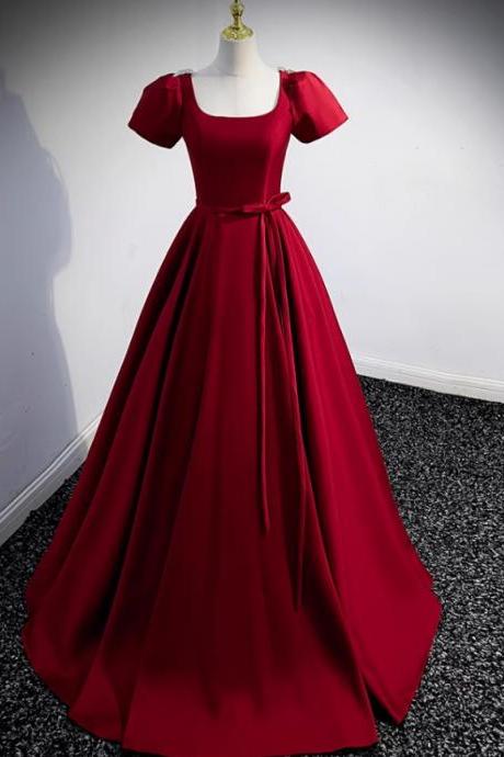 Prom Dresses,high End Bar Mitzvah Dresses High Waist Red Satin Long Gowns