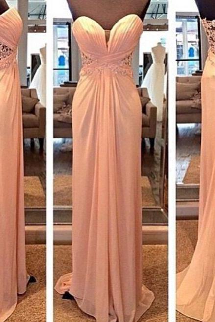 Charming Open Back Prom Dress Chiffon Prom Dress Lace Party Dress Sweetheart Evening Dress Floor-length Prom Dress