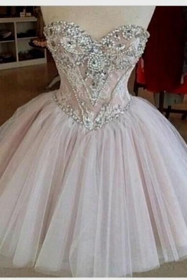 Charming Prom Dress Beading Evening Dress Sweetheart Party Dress Noble Short Prom Dress