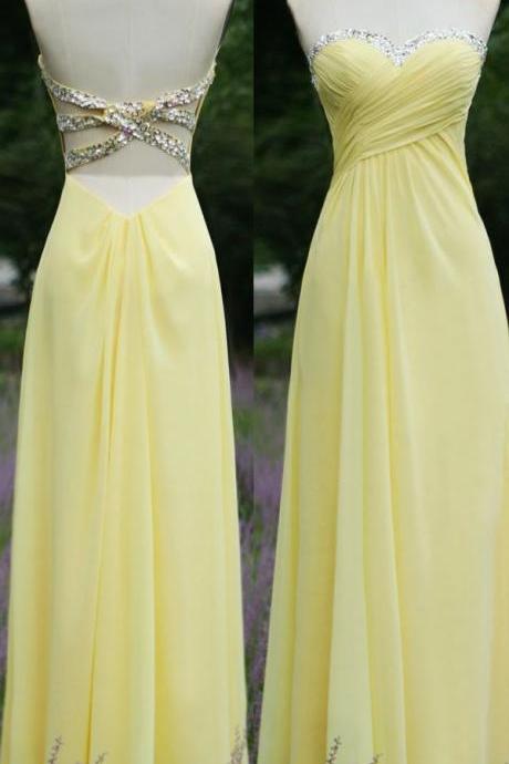 Brief Prom Dress Sequined Evening Dress A-line Prom Dress Strapless Prom Dress Chiffon Prom Dress