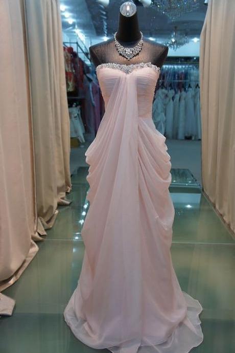 High Quality Prom Dress Chiffon Prom Dress A-line Party Dress Strapless Evening Dress Sequined Prom Dress