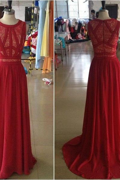 Pretty Charming Red Evening Dress，prom Dress For Prom, O-neck Prom Dress，sleeveless Prom Dress，dresses For Evening,