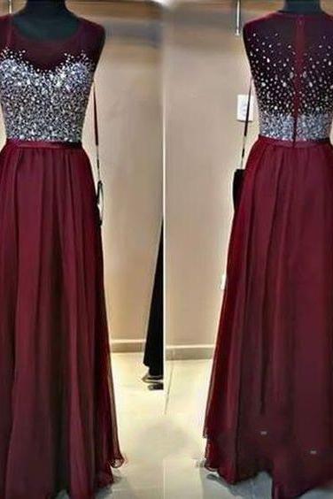 Burgundy Prom Dresses,wine Red Prom Dress,2016 Prom Dress,wine Red Prom Dresses,slit Formal Gown,simple Evening Gowns,modest Party Dress,chiffon