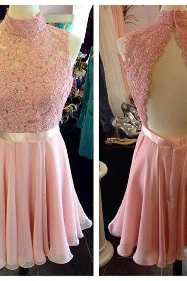 Blush Pink Homecoming Dress,Short Prom Dresses, Homecoming Gowns,Homecoming Dresses,Formal Dresses,Lace Graduation Dresses,Sweet 16 Gown