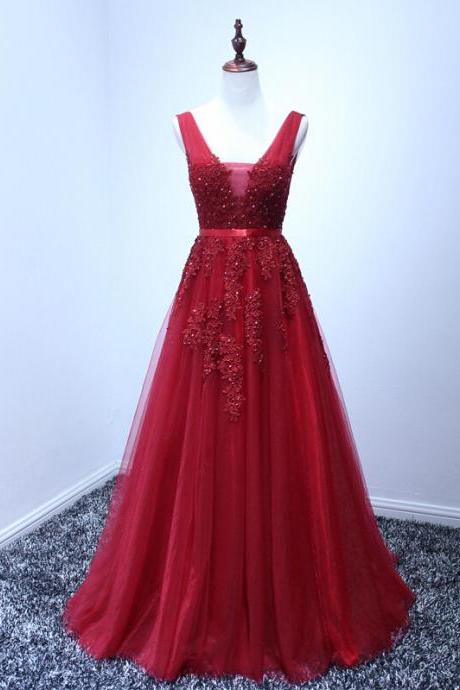 Wine Red Prom Dresses,Prom Dress,Prom Gown,Tulle Prom Gowns,Elegant Evening Dress,Modest Evening Gowns,Simple Party Gowns, Prom Dress