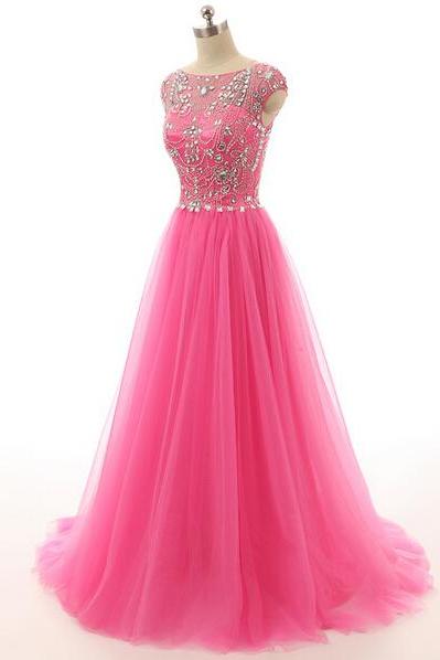 Pink Prom Dresses,pink Evening Gowns,simple Formal Dresses,prom Dresses,teens Fashion Evening Gown,beadings Evening Dress,pink Party Dress,prom