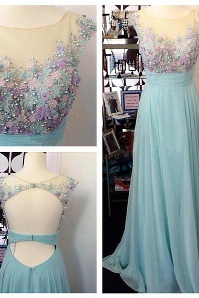 Lace Prom Dresses,Light Sky Blue Prom Dress,Modest Prom Gown,A Line Prom Gown,Evening Dress,Chiffon Evening Gowns,Party Gowns