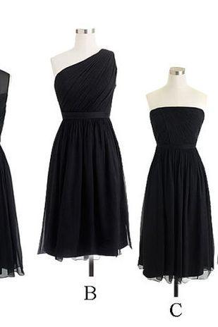 Custom Made Black Mismatched Chiffon Bridesmaid Dresses