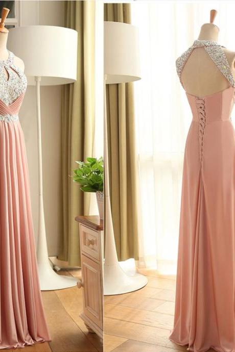 Chiffon Prom Dresses,pink Evening Dress,prom Dress,prom Gown,sexy Prom Dress,long Prom Gown,modest Evening Gowns For Teens