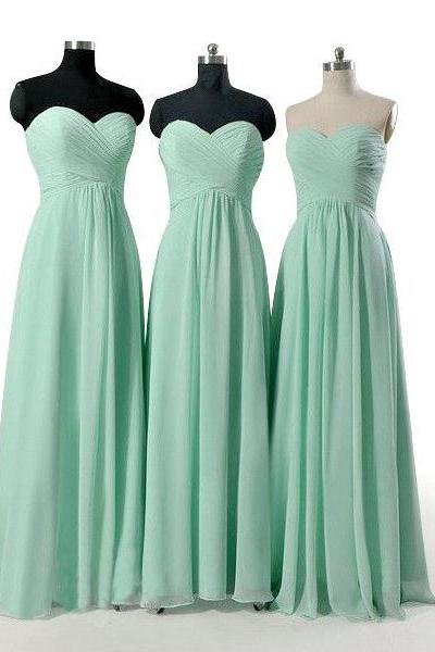 Mint Green Bridesmaid Gown,pretty Prom Dresses,chiffon Prom Gown,simple Bridesmaid Dress, Evening Dresses,fall Wedding Gowns,mint Bridesmaid