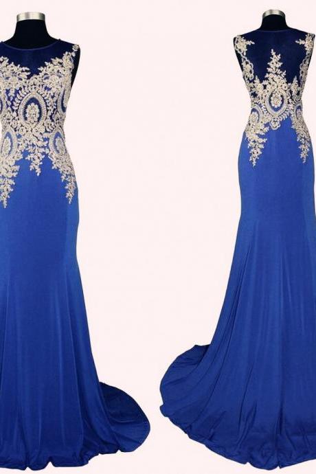 Prom Dresses,evening Dress,beautiful Royal Blue Handmade Mermaid Prom Gowns, Evening Dresses, Blue Party Gowns