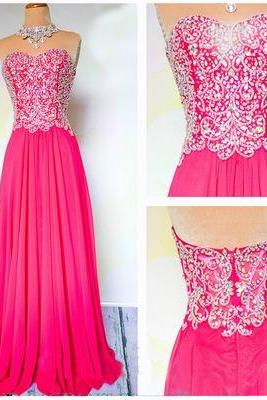 Prom Dresses,Evening Dress,hot pink prom dress, long prom dress, cheap prom dress, chiffon prom dress, dresses for prom