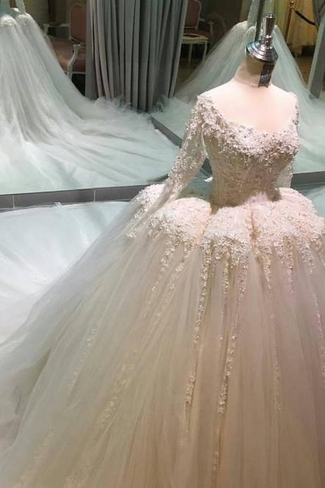 Wedding Dresses, Wedding Gown,ball Gown Wedding Dresses With Illusion Back 2017 Design Princess Wedding Dresses