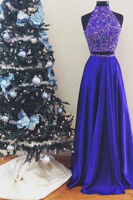 Prom Dresses,Evening Dress,New Arrival Prom Dress,Modest Prom Dress,two piece prom dresses,satin prom gowns,prom dresses 2017,sexy long party dresses,crystal beaded dress