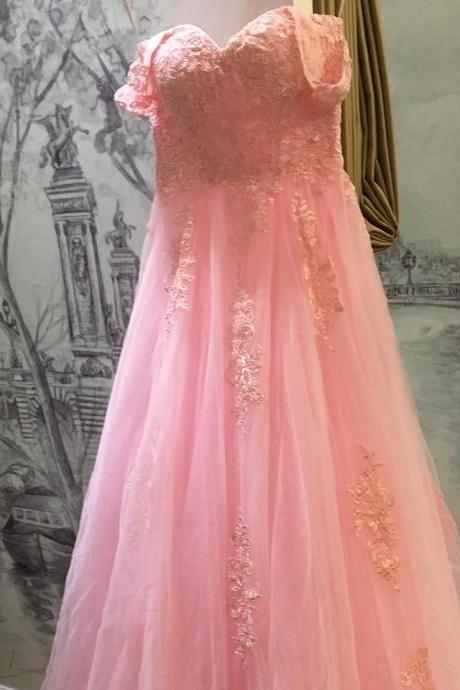 Prom Dresses,evening Dress, Prom Dress,modest Prom Dress,lace Appliques Sweetheart Long Tulle Bridesmaid Dresses 2017