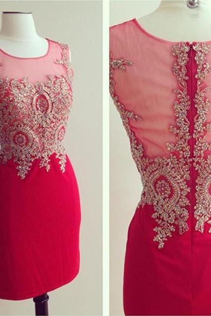 Prom Dresses,homecoming Dresses,red Homecoming Dresses With Gold Lace Beaded 2017 Design