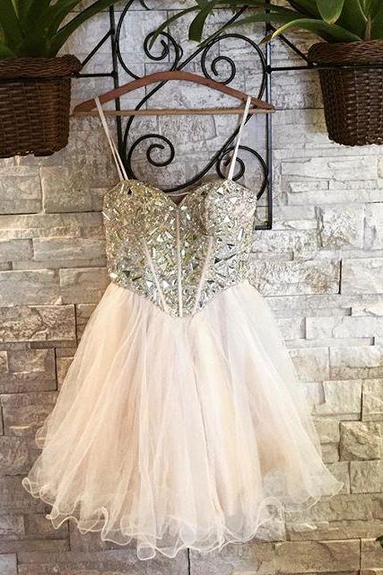 Prom Dresses,homecoming Dresses,elegant Champagne Organza Ruffles Homecoming Dresses 2017