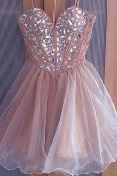 Prom Dresses,evening Dress,a-line Sweetheart Homecoming Dresses, Tulle Graduation Dress ,short Prom Dresses,pink Homecoming Dresses