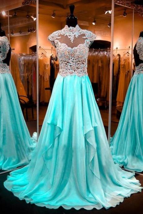 Prom Dresses,evening Dress, Prom Dress,modest Prom Dress,glamorous Long Lace 2017 Evening Dresses Appliques Blue Prom Dress