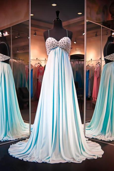 Prom Dresses,Evening Dress,New Arrival Prom Dress,Modest Prom Dress,Sexy Prom Dresses,Sexy Chiffon Crystals 2017 Evening Dress Spaghetti Strap Sleeveless Prom Dress